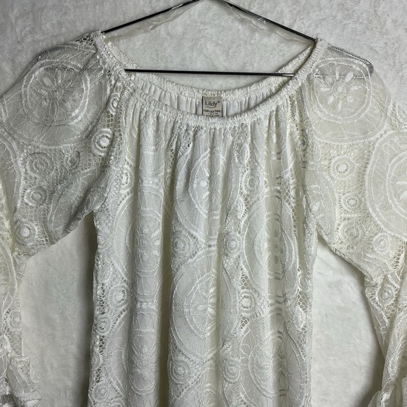 LIldy Full Lace Tunic Elegant ivory Lace Blouse size S - Picture 2 of 8